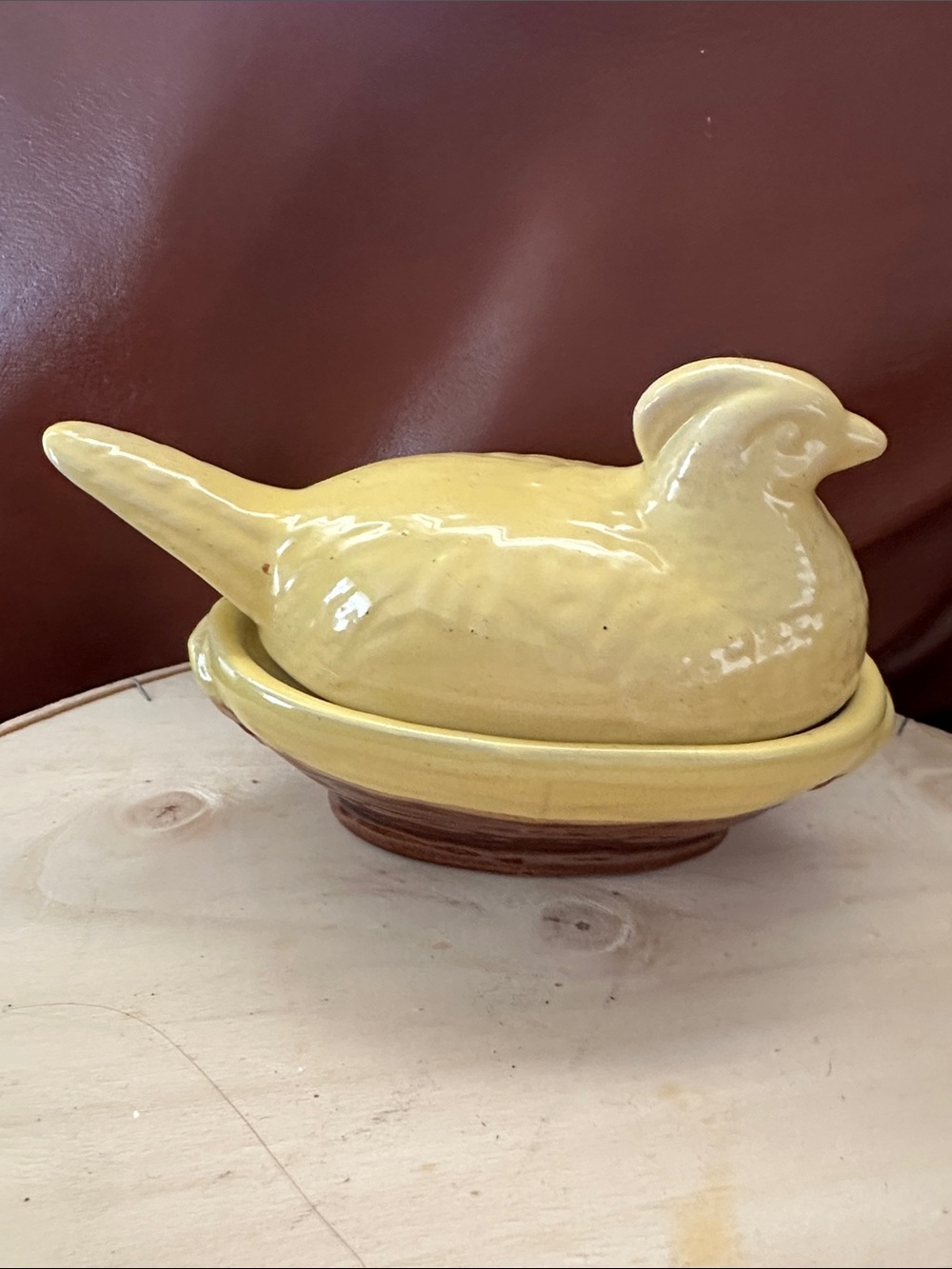 Yellow Nesting Hen  Butter Dish 7” long